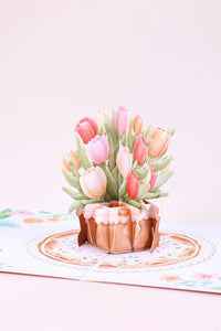 Tulip Flower Basket Greeting Card