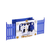 Blue Gold Christmas Snowflake Flip Pop Up Card