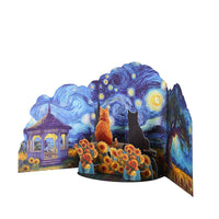 Van Gogh Starry Night Cat Greeting Card