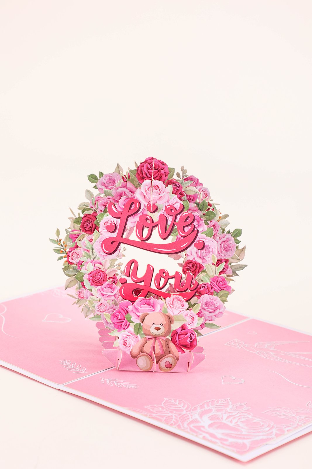 Valentine's Day Love You Rose Bear 3D Pop Up Card