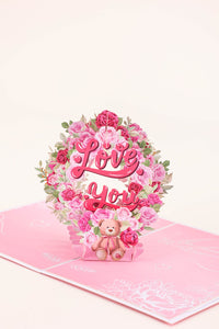 Valentine's Day Love You Rose Bear 3D Pop Up Card