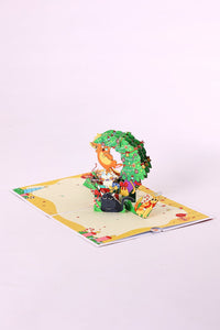 Cat Christmas Tree Crescent Moon 3D Pop Up Card