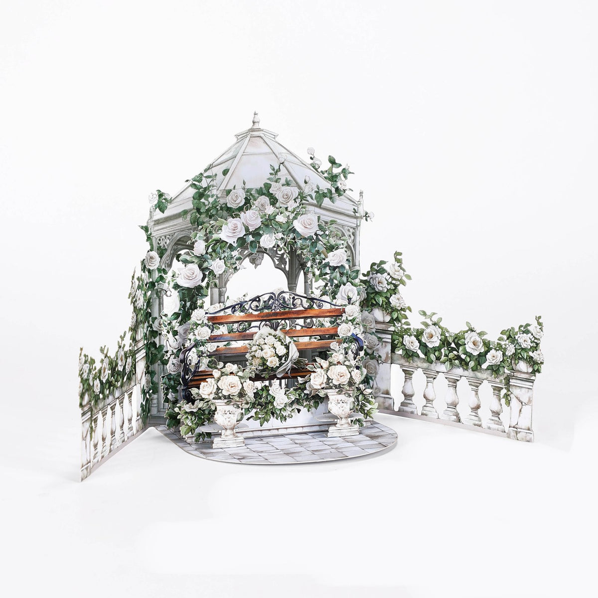 White Rose Double Door Pop Up Card