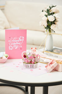 Rose Heart Flower Basket 3D Pop Up Card