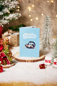 90° Cat Christmas Happy LED Strip Pop Up Card