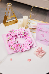 Cherry Blossom Floral Wreath 3D Pop Up Card