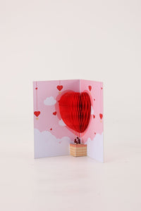 Valentine's Day Hot Air Balloon Honeycomb Greeting Card