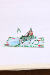 Christmas Cat Snow Car Greeting Card