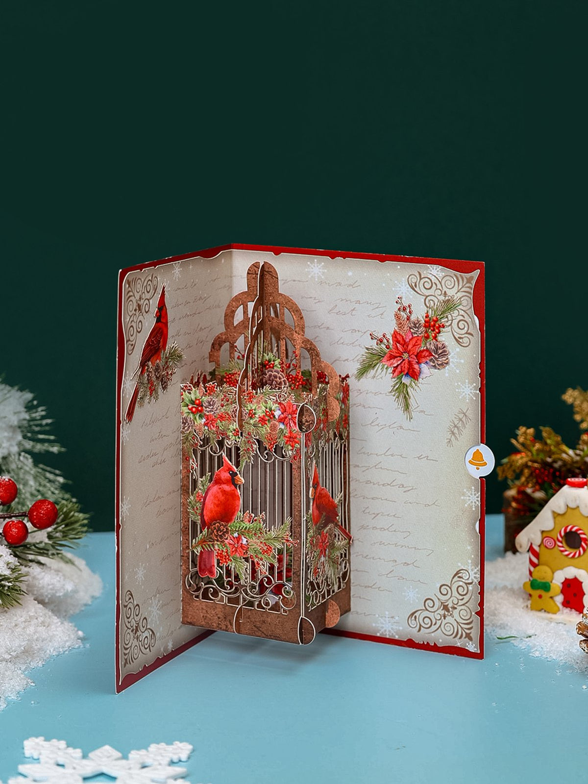 Vintage Cardinal Winter Birdcage Greeting Card