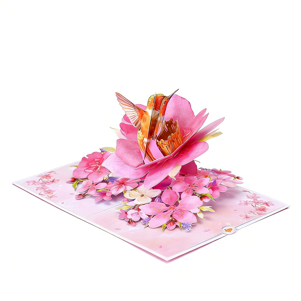 Hummingbird Floral Flip Pop Up Card