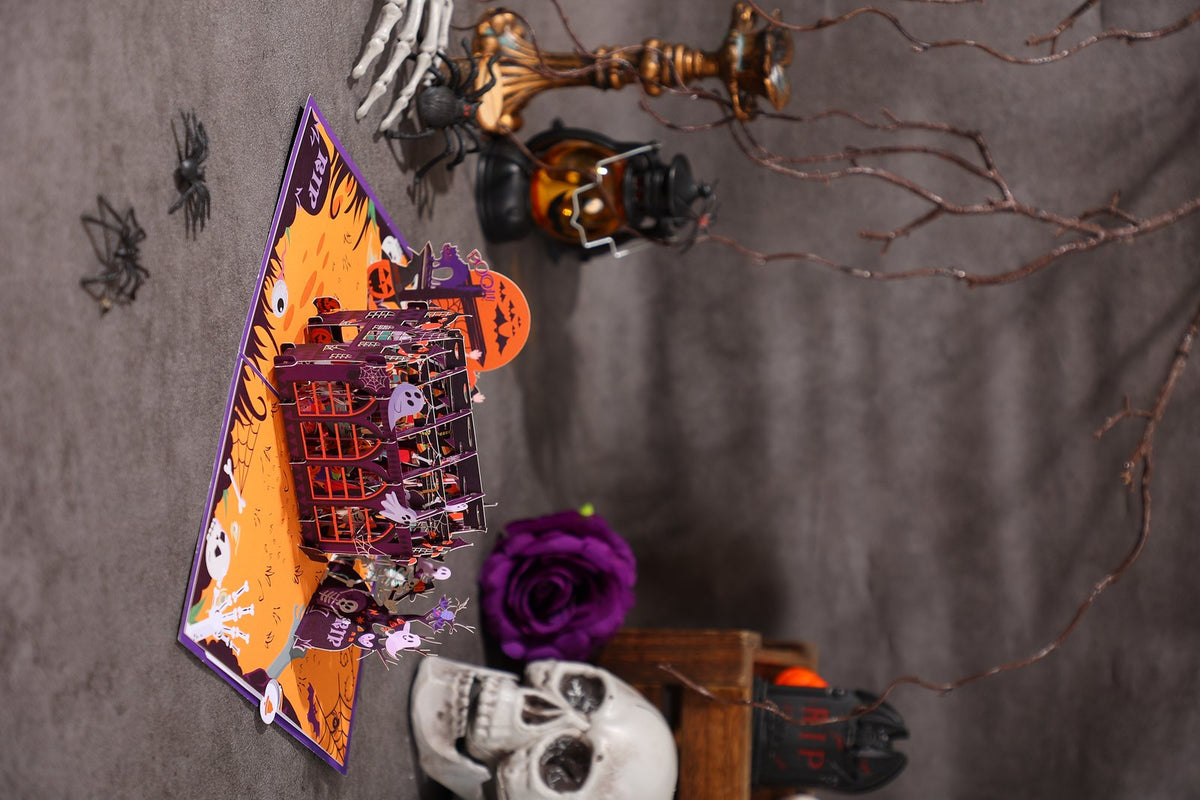 Halloween Elements Purple Flip Pop Up Card
