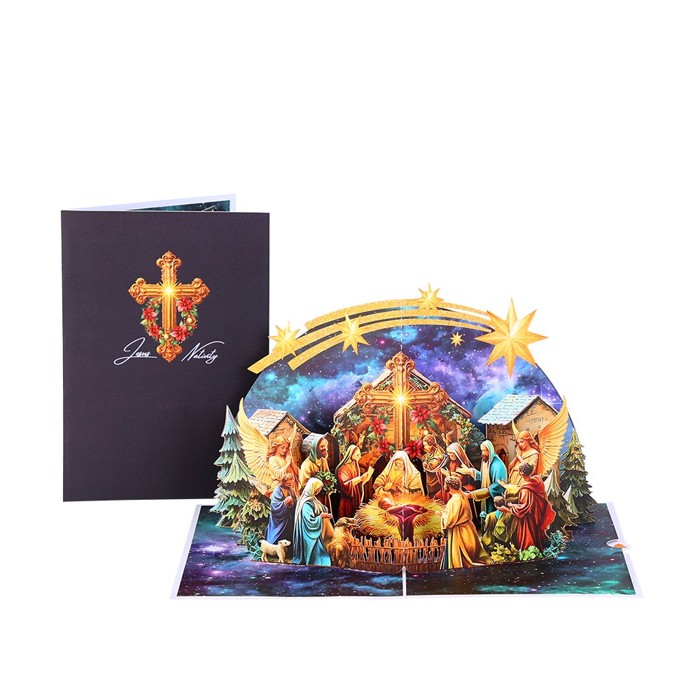 Gold Cross Flip Pop Up Card