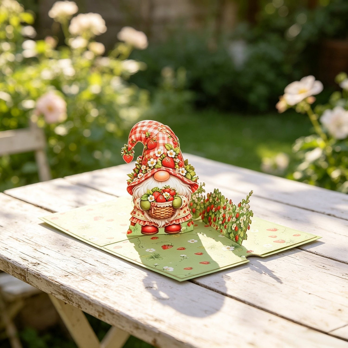 Strawberry Gnome Greeting Card