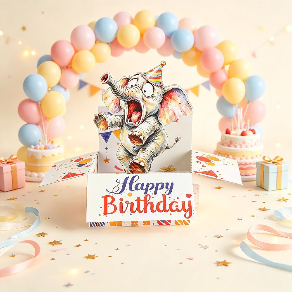 Elephant Birthday Box Card