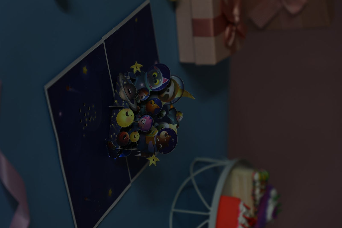 Space Animals Music 3D Pop Up Card