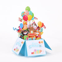 Clown Cat Balloon Birthday 3D Pop Up Card