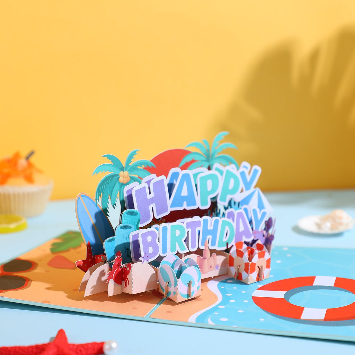 Surfing Birthday 3D Pop Up Card