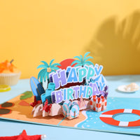 Surfing Birthday 3D Pop Up Card