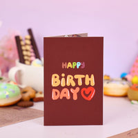 Burgundy Birthday Heart Flip Pop Up Card