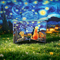 Star Sunflower & Cat Greeting Card