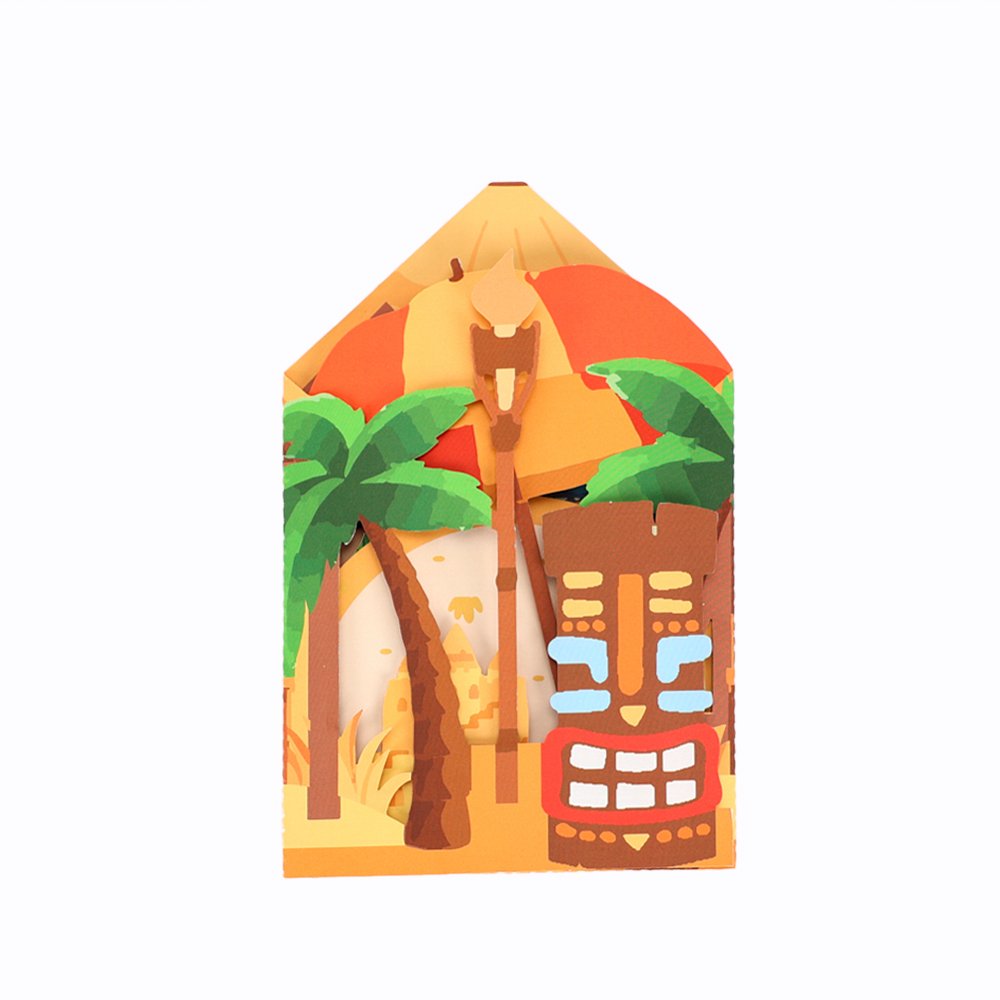 Hawaiian Beach Cottage 3D Pop Up Card