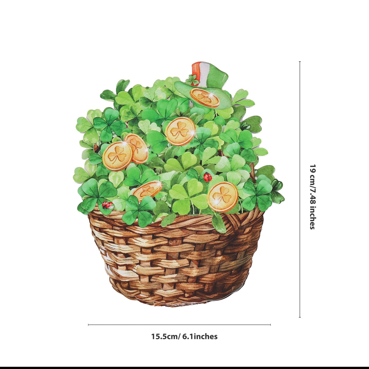 St. Patrick's Day Gold Ingot Flower Basket Greeting Card