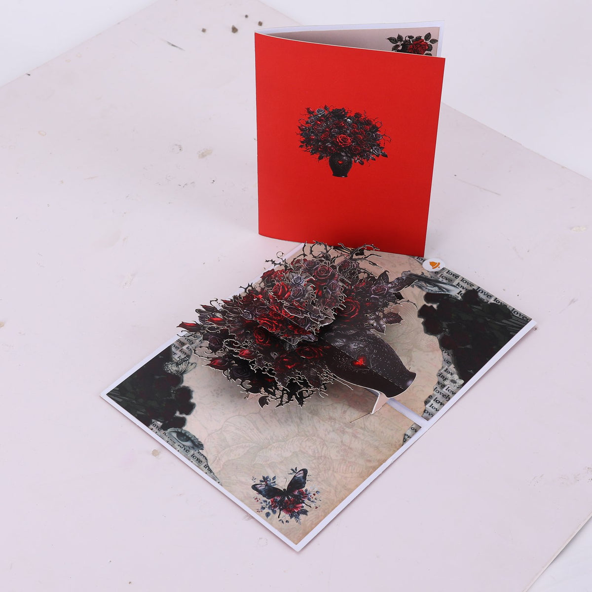 Gothic Red Rose Vase Greeting Card