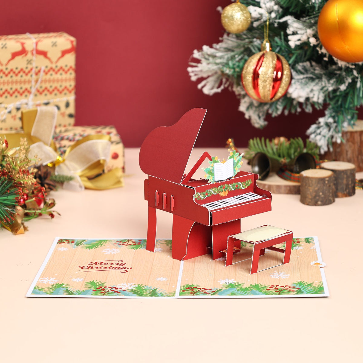 Christmas Piano Flip Pop Up Card