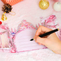 Pink Window Scene Christmas Greeting Card