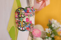 Floral Print Bicycle Flip Pop Up Card