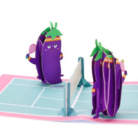 Eggplant Tennis Funny 3D Pop Up Card