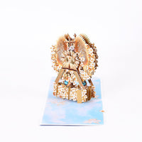 Blue Book Pages Floral Wreath Flip Pop Up Card