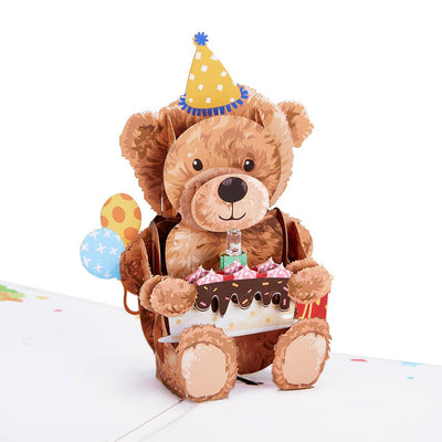 LED Lights & Music Teddy Bear Birthday 3D Pop Up Card