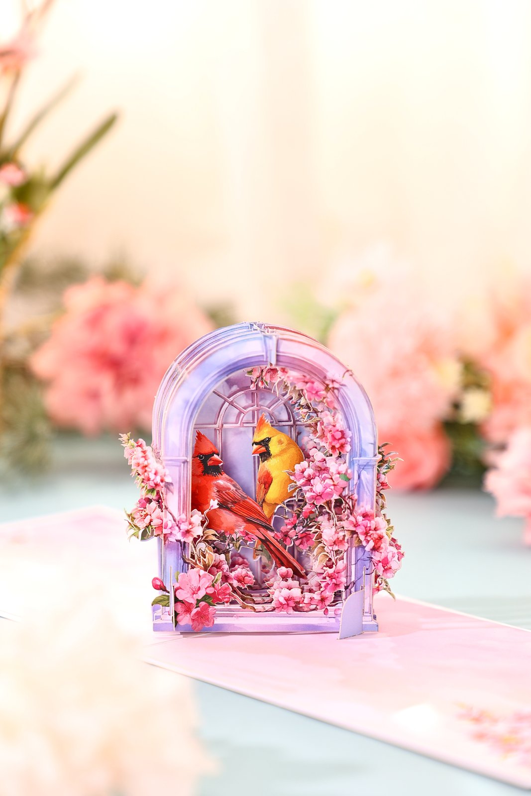 Arch Cherry Blossom Bird Greeting Card