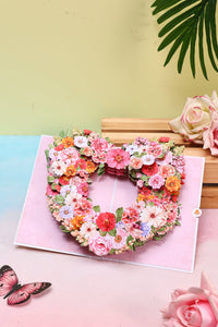 Light Pink Rose Heart 3D Pop Up Card