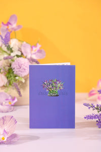 Lavender Flower Bouquet Flip Pop Up Card