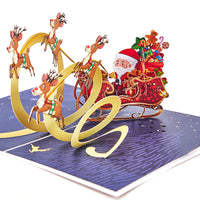 Factory Bulk Price 3D Pop-Up Card Santa Sleigh Greeting Card Festive Christmas Corporate Gift Card