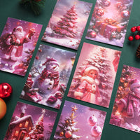 Quality Guaranteed Christmas 2D Flat Greeting Card Set Retro Winter Scenes with Santa