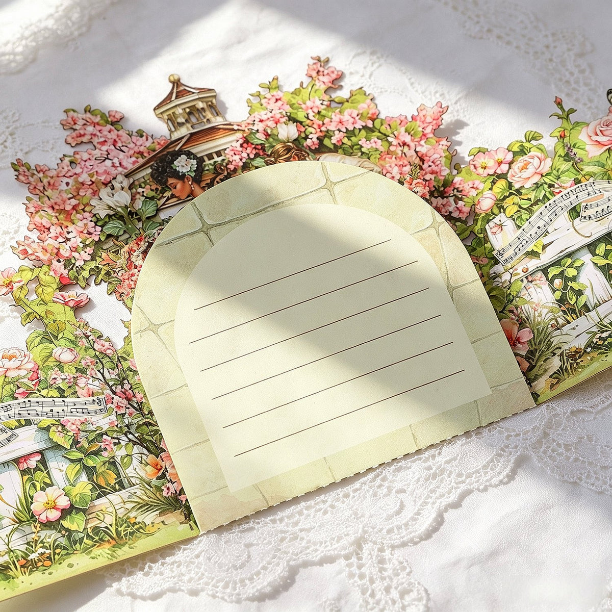 Vintage Music Garden Double Door Card