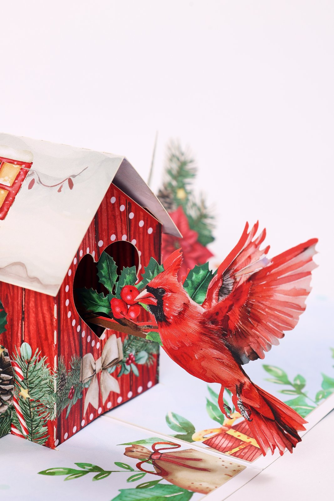North American Peacock Bird House Christmas Greeting Card