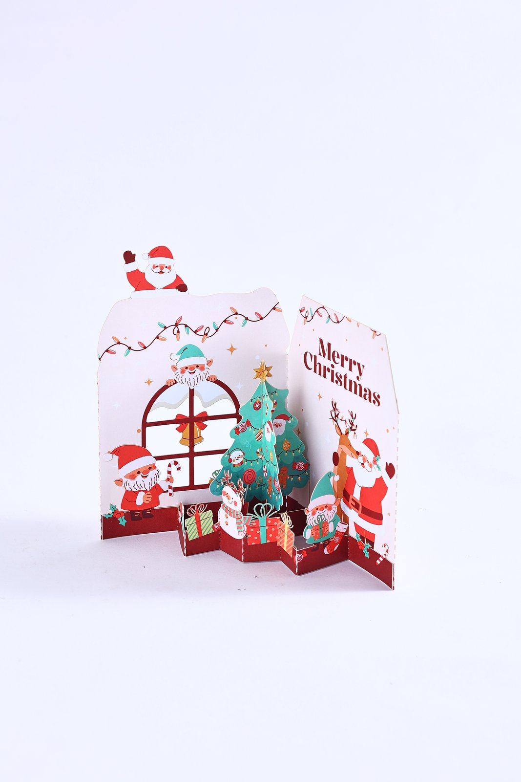 Christmas Tree Gnome Open Door 3D Pop Up Card