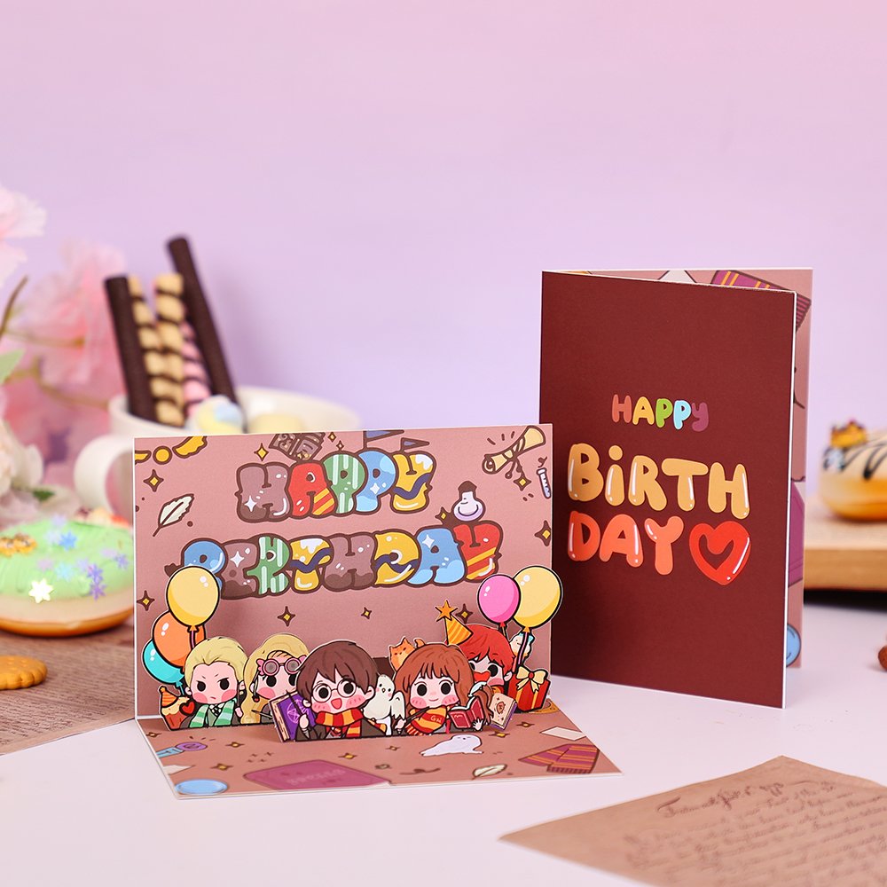 Burgundy Birthday Heart Flip Pop Up Card