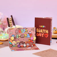 Burgundy Birthday Heart Flip Pop Up Card