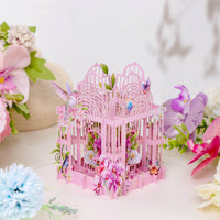 Pink Purple Orchid Birdcage 3D Pop Up Card