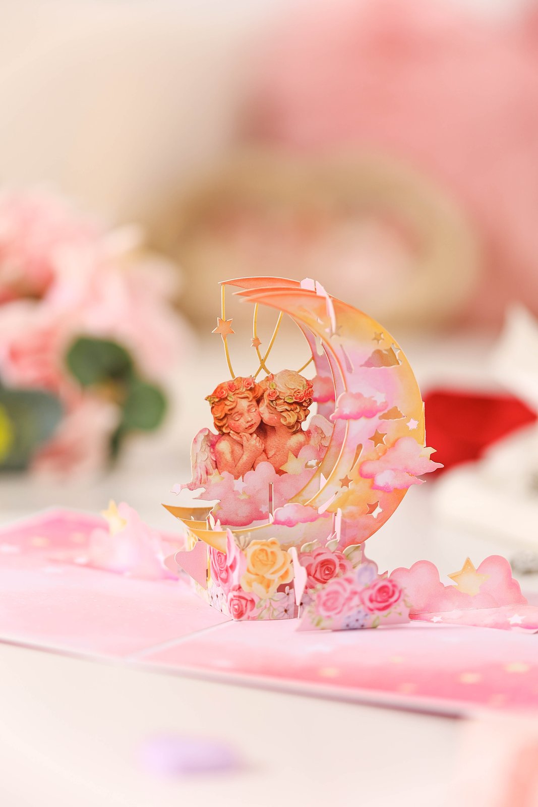 Vintage Angel Moon Pop Up Card