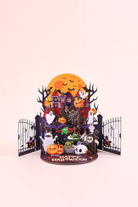 Double Door Halloween Haunted House Greeting Card