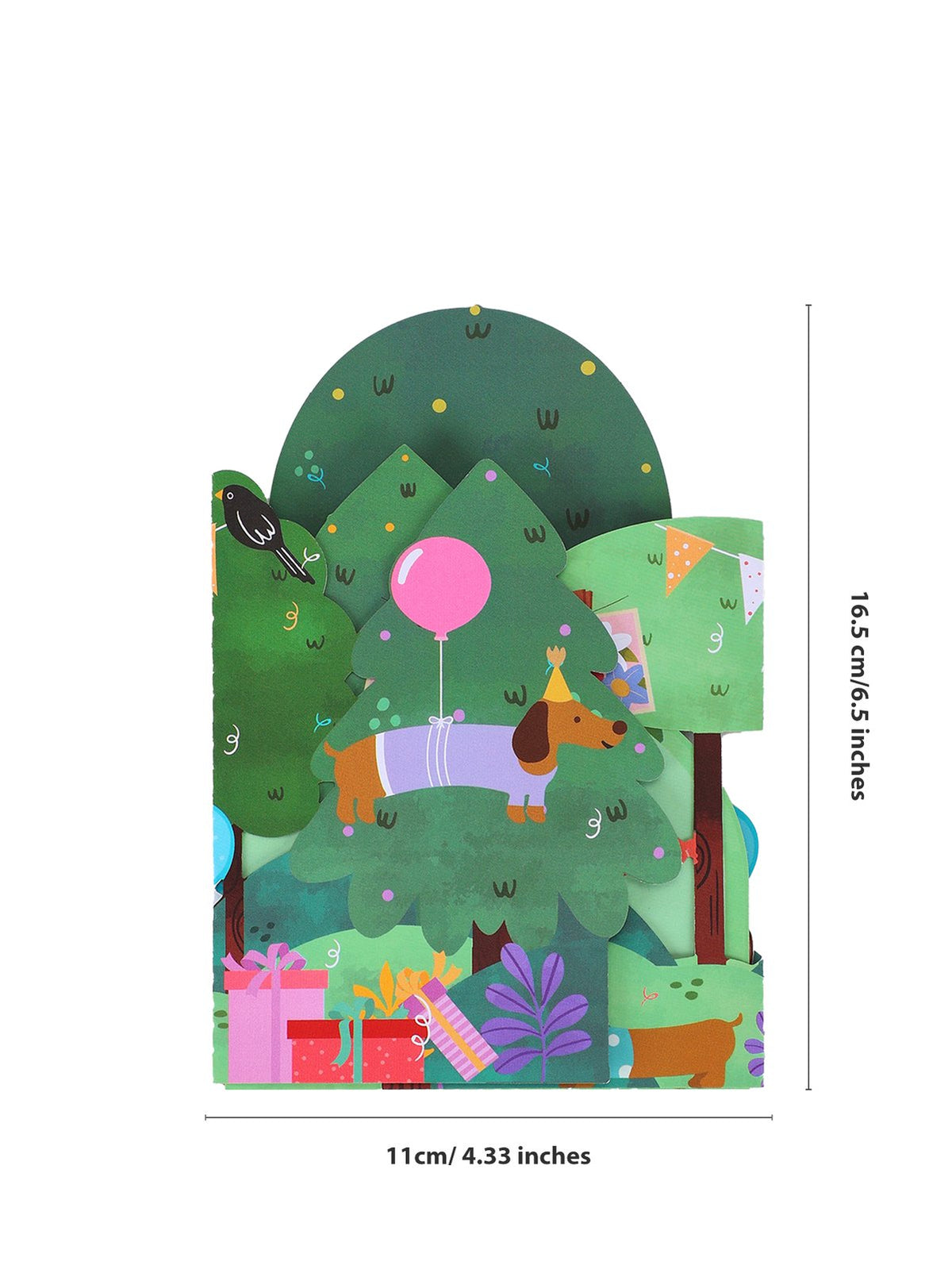 Forest Puppy Balloon Birthday Greeting Card