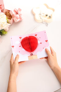 Valentine's Day Hot Air Balloon Honeycomb Greeting Card