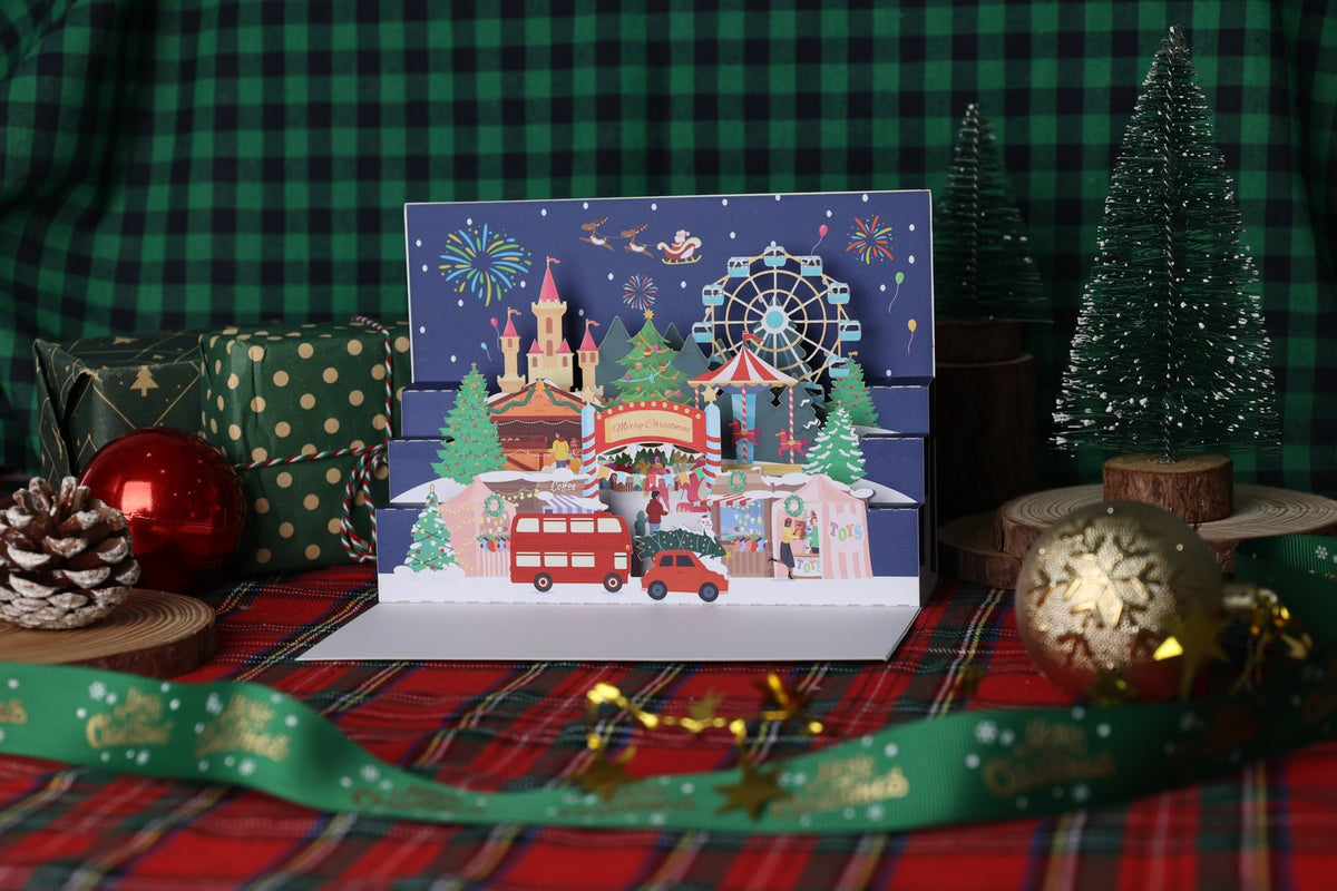 Christmas Theme Park 90° Greeting Card