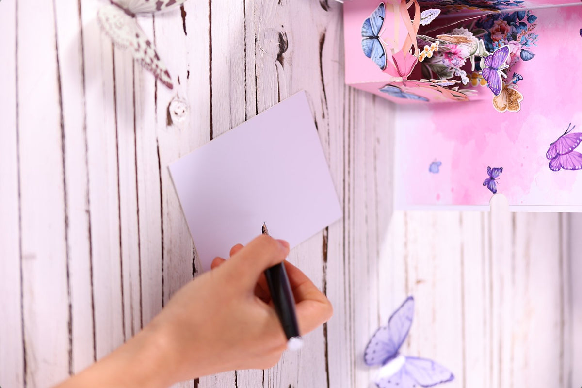 Inset Butterfly Flower Box Greeting Card